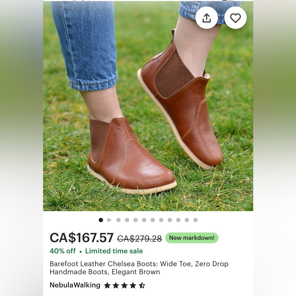 Nebula walking barefoot Chelsea boots- new in box. Black, size 8.5